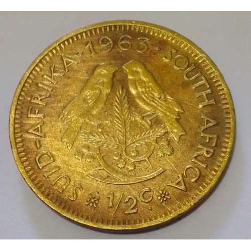AFRICA DO SUL 1/2 CENTS ANO 1963