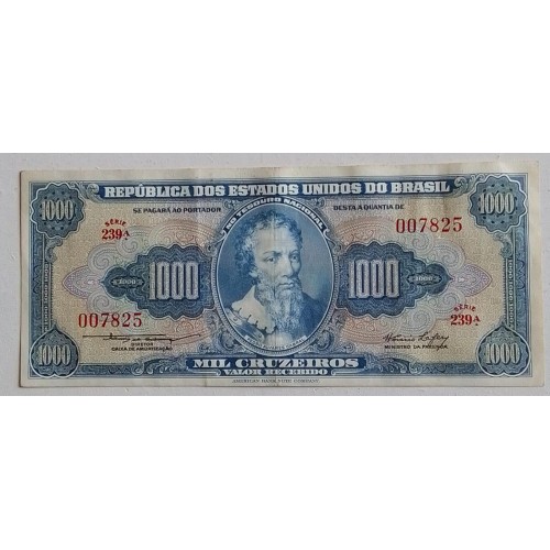 1000 CRUZEIROS  PRIMEIRA ESTAMPA  SÉRIE 239-A  ANO 1953