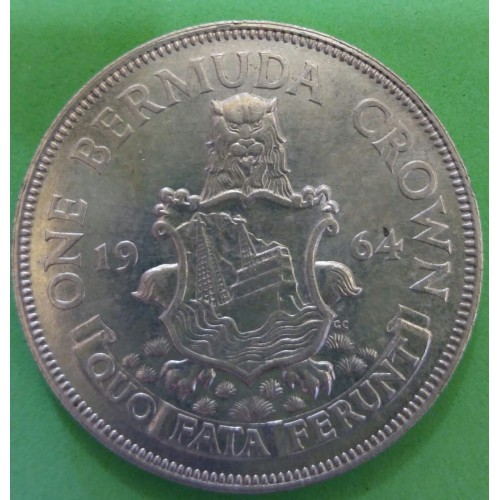 BERMUDAS ONE CROWN  DE PRATA ANO 1964