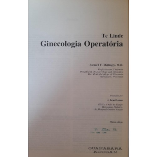 GINECOLOGIA OPERATÓRIA/RICHARD F.MATTINGLY