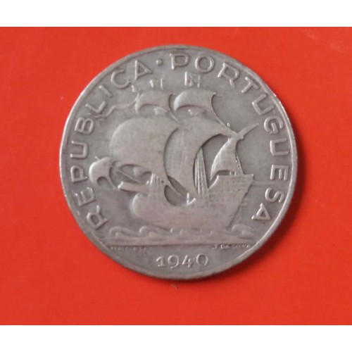 PORTUGAL 5 ESCUDOS DE PRATA ANO 1940 CARAVELA