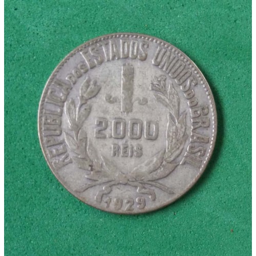 BRASIL REPÚBLICA 2000 RÉIS DE PRATA  ANO 1929 